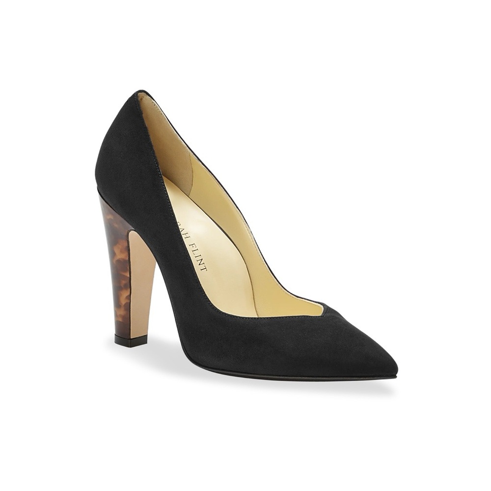 Sarah Flint • Perfect Jay Pump 100mm in black suede leather heels, pointed toe